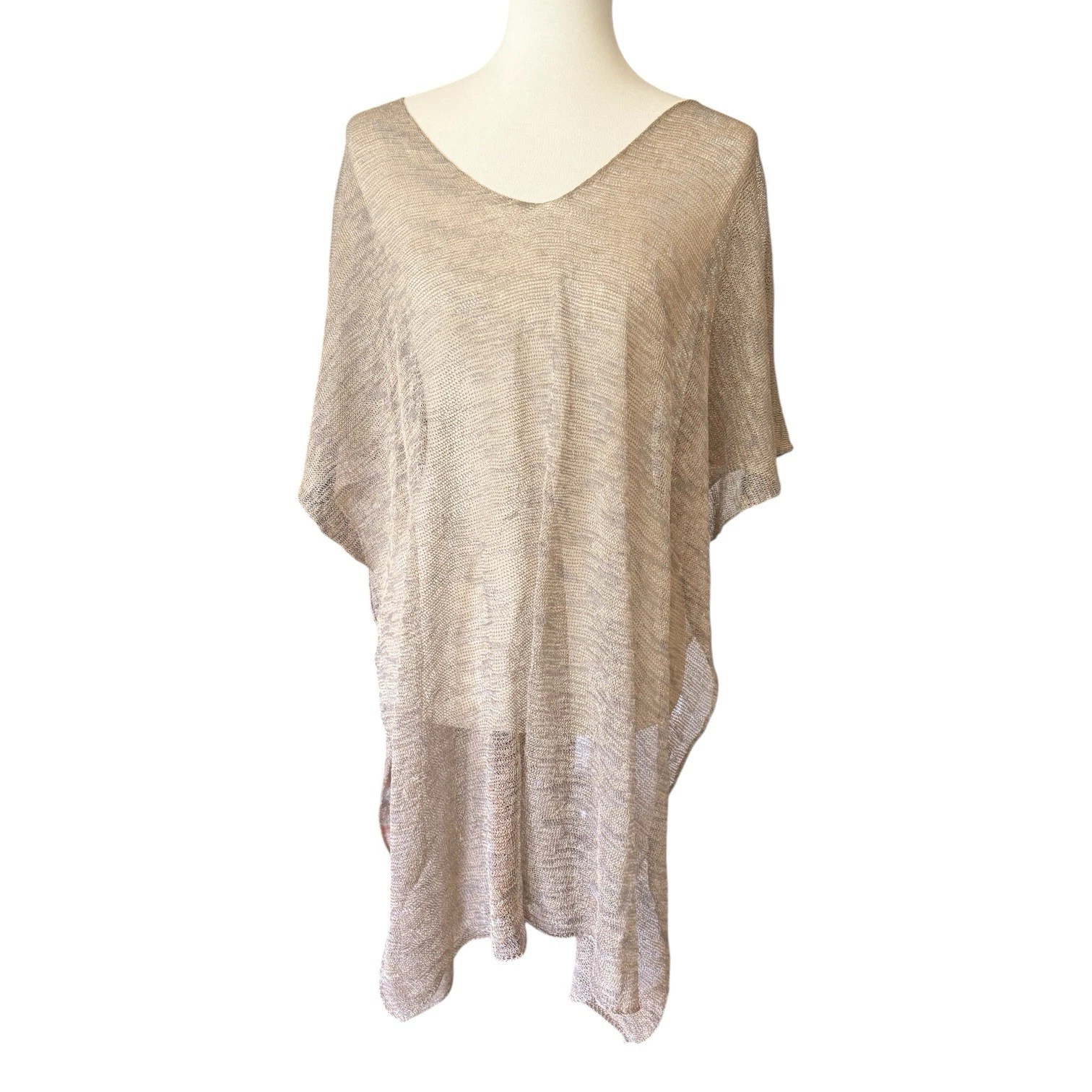 Garnet Hill Linen Blend Sheer Poncho Shawl Made in Italy Marled Brown One Size
Opens in a new window