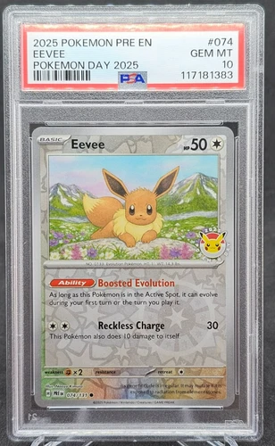 Eevee Pokemon Day 074/131 Prismatic Evolutions Stamped Promo English PSA 10 Holo