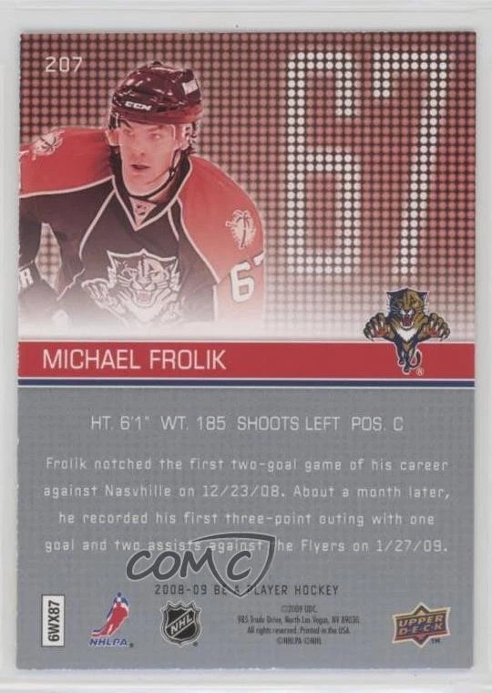 2008-09 Upper Deck Be a Player Rookies /99 Michael Frolik #207 Rookie RC - Image 2 of 2