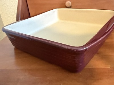 Pampered Chef Glazed Stoneware 9x9x2 Square Baker 2.75 Qt Cranberry Baking Dish