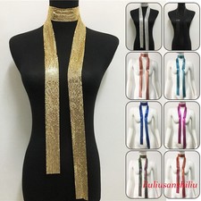 Metal Sequins Neck Tie Scarf Neckerchief Gift Evening Long Necklace Thin Glitter