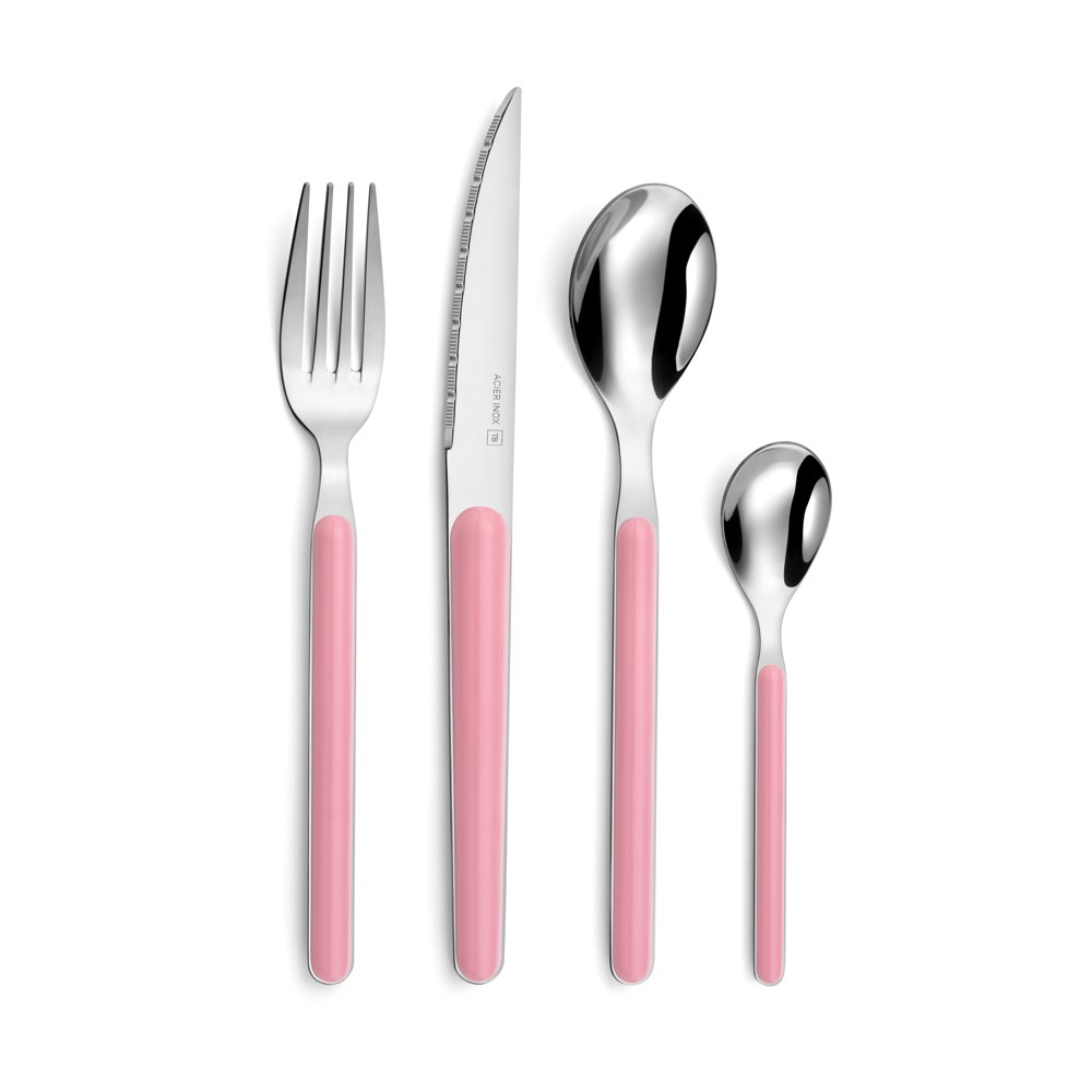 Ménagère 24 pièces Chromatica rose couvert inox table 20cm