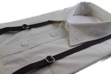 Adjustable Faux Leather Mens  Womens Thin Dark Brown Suspenders