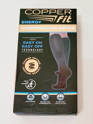 COPPER FIT ENERGY COMPRESSION SOCKS; MEN 'S SIZE 6-9, WOMEN'S 7-10; UNOPENED BOX