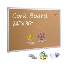 Cork Board Bulletin Board 24 x 36, Silver Aluminium Framed 2x3 ... USA FAST SHIP