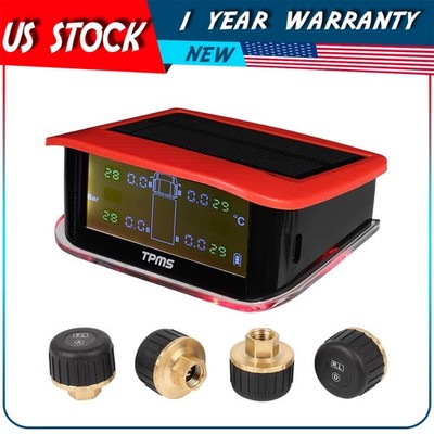 Red RV Tire Pressure Sensor 1 Pc TPMS Solar Monitor 4 Pc Sensors w/Alarm Modes