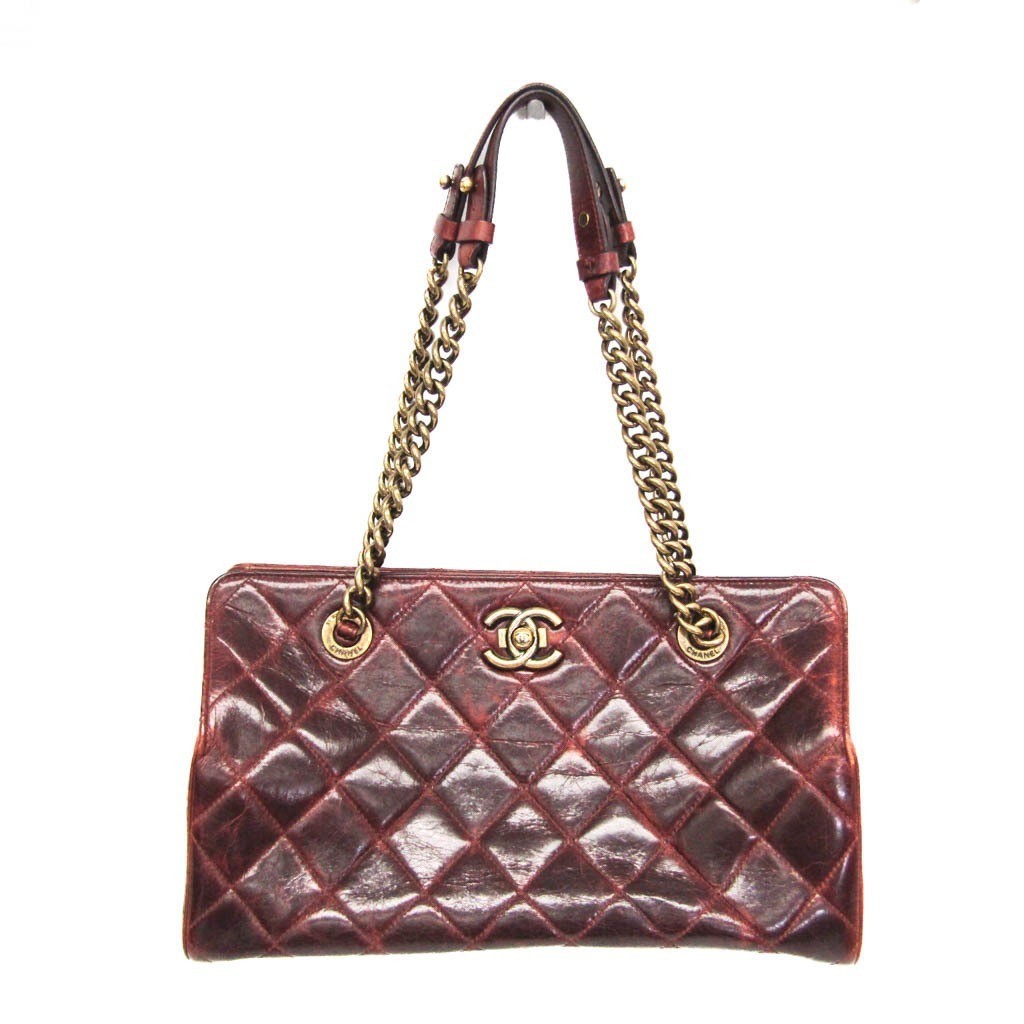 CHANEL Matrasse Leather Chain Shoulder Bag in Brown