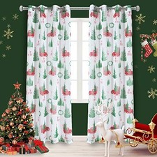 Christmas Sheer Curtains for Living Room and 52"W x 84"L Pack of 2 White