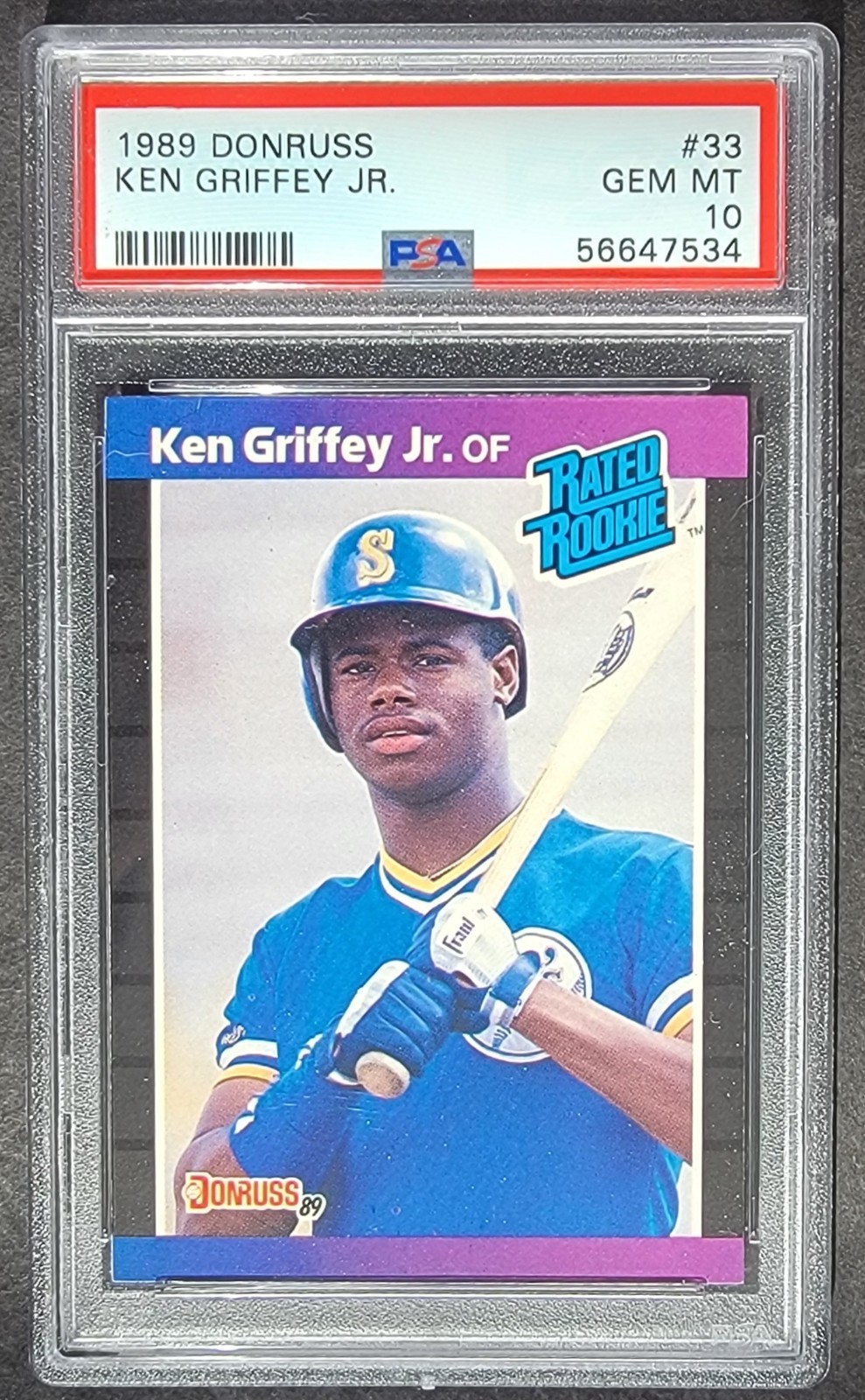1989 DONRUSS #33 KEN GRIFFEY JR. RC RATED ROOKIE RC PSA 10 view 1
