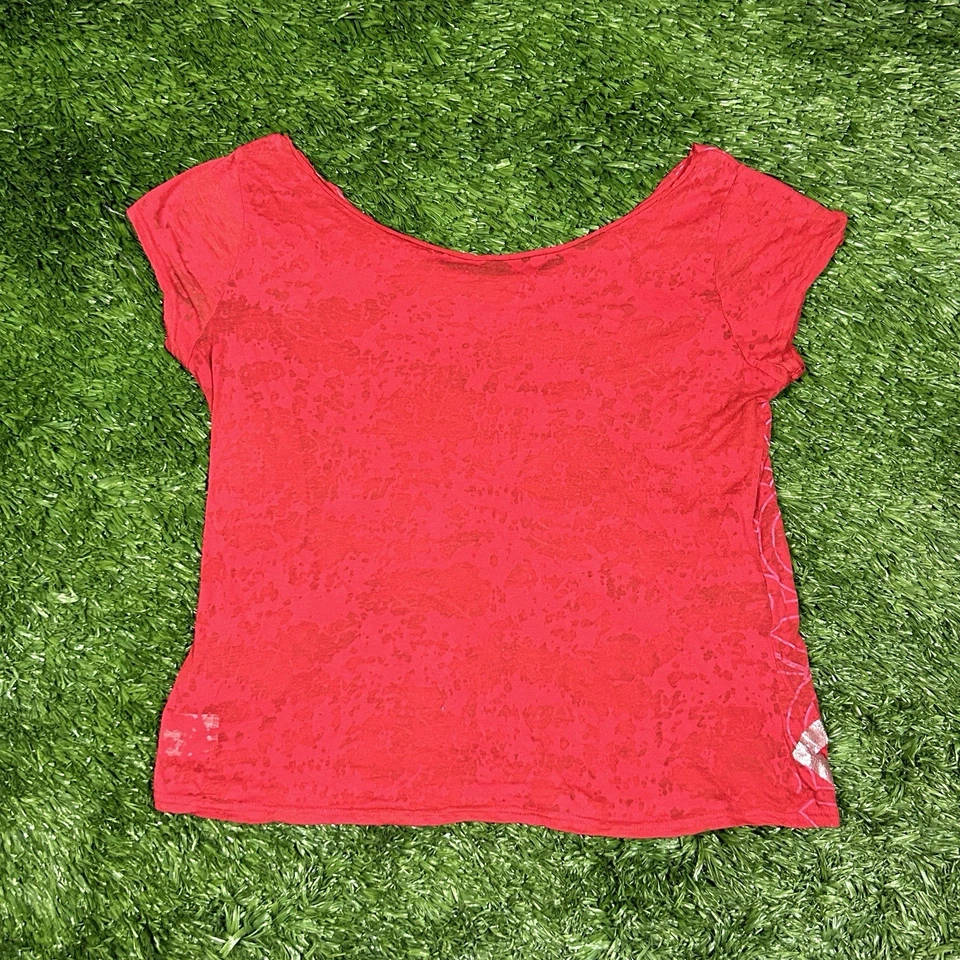 CAMISETA VINTAGE Y2K ROCAWEAR para mujer roja con logotipo gráfico deletreado XL HIP HOP Foto 2 de 4
