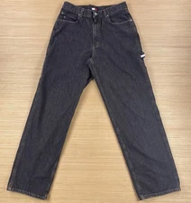 Vintage Tommy Hilfiger Jeans Mens 33x34 (Fits 32x33) Black Carpenter Baggy 90s
