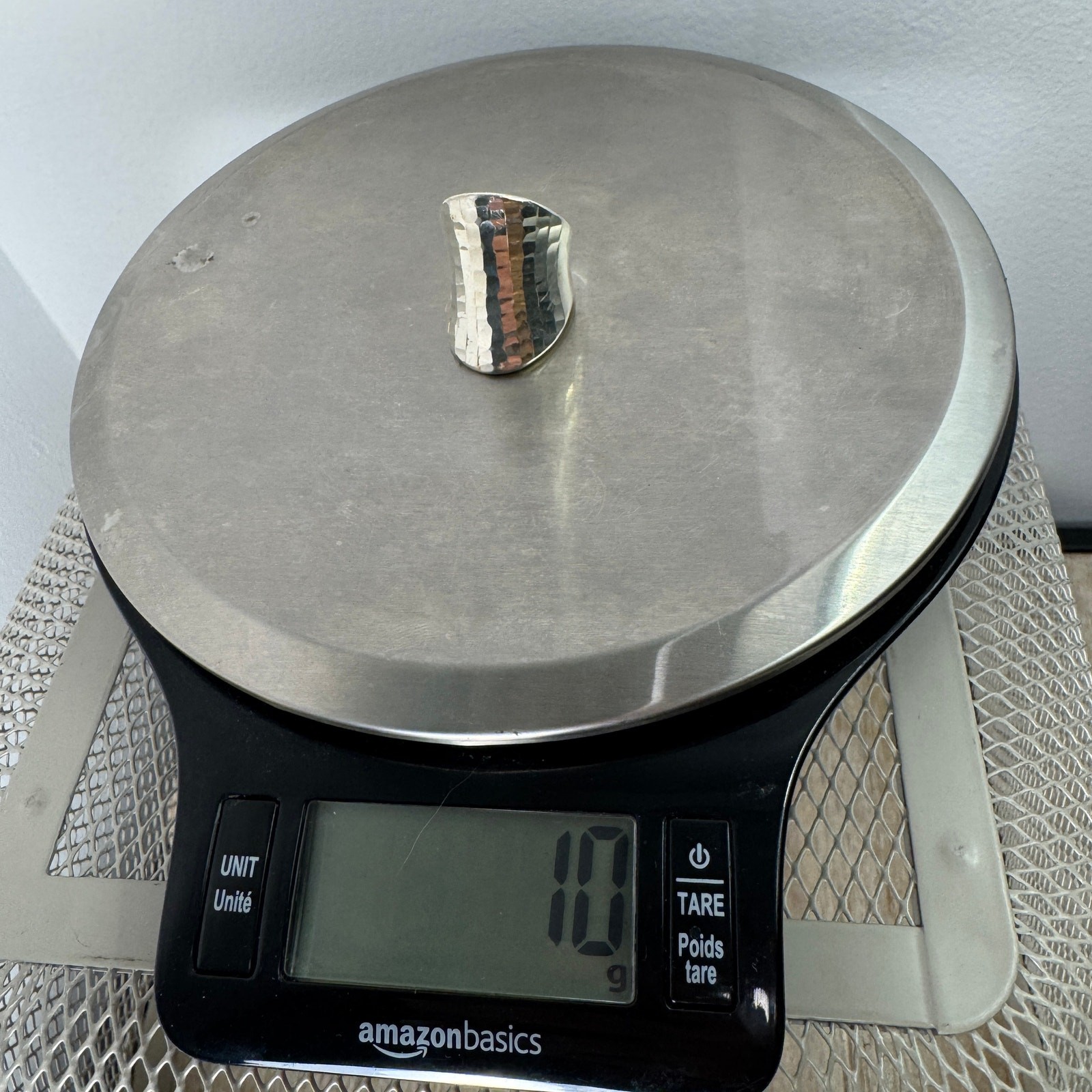 Sterling Silver Statement Ring Hammered Shiny Wid… - image 6