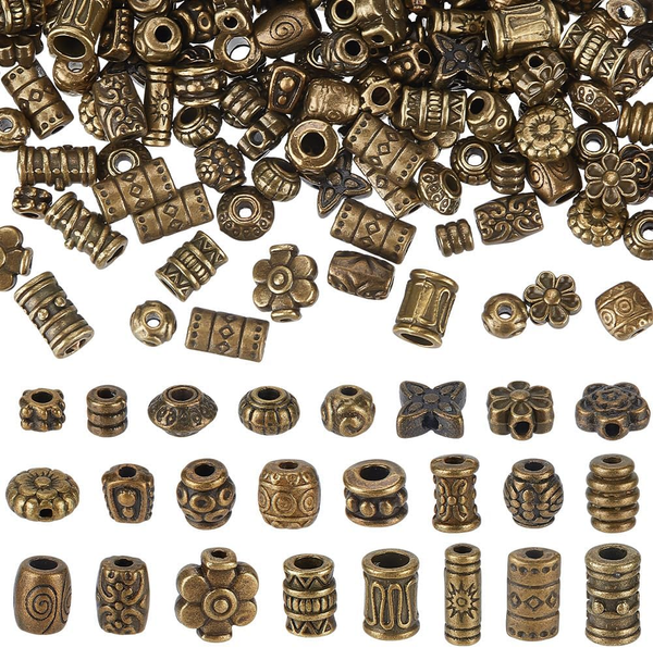 nbeads 360 StüCk 24 Stile Tibetische Legierung Spacer Perlen, Antike Bronze Perl-image