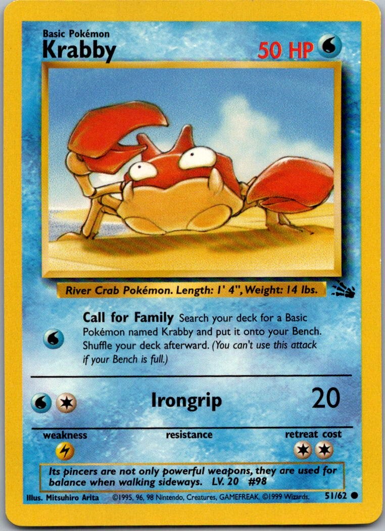 Krabby Common Fossil 51/62 NM