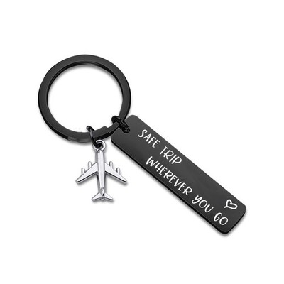 Safe Trip Wherever You Go Keychain Safe Travels Keychain Flight Attendants  - 01