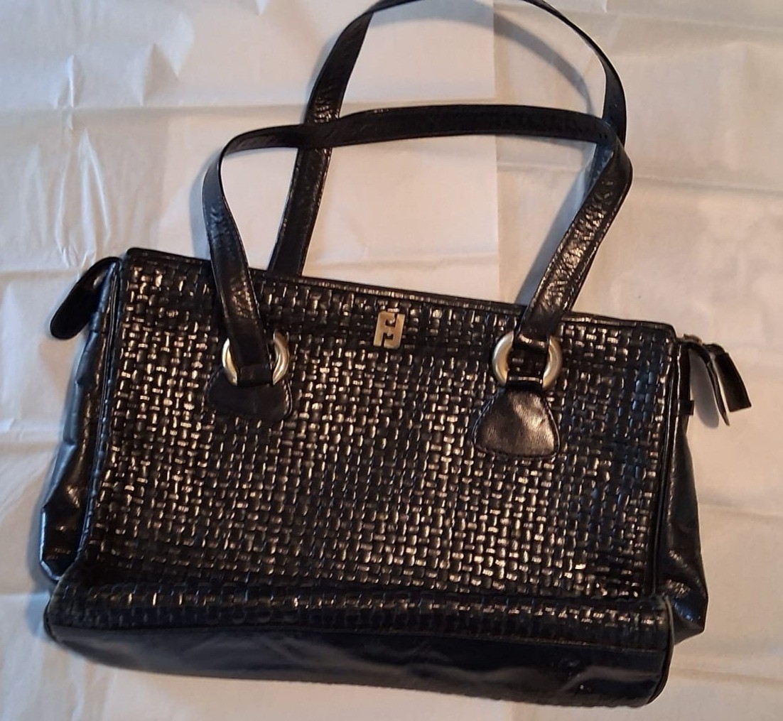 borsa a spalla Fendi Tote Bag vintage nera fine anni '70