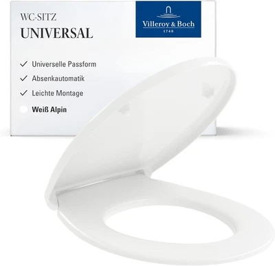 Villeroy & Boch Universal WC-Sitz, mit Absenkautomatik, oval, Weiß glänzend
