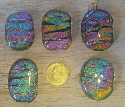 fused dichroic glass cabochon lot of 5   COE90 hand made free shipping