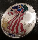 2000 American Silver Eagle Colorized 1 Oz Fine .999 In Capsule Red White Blue