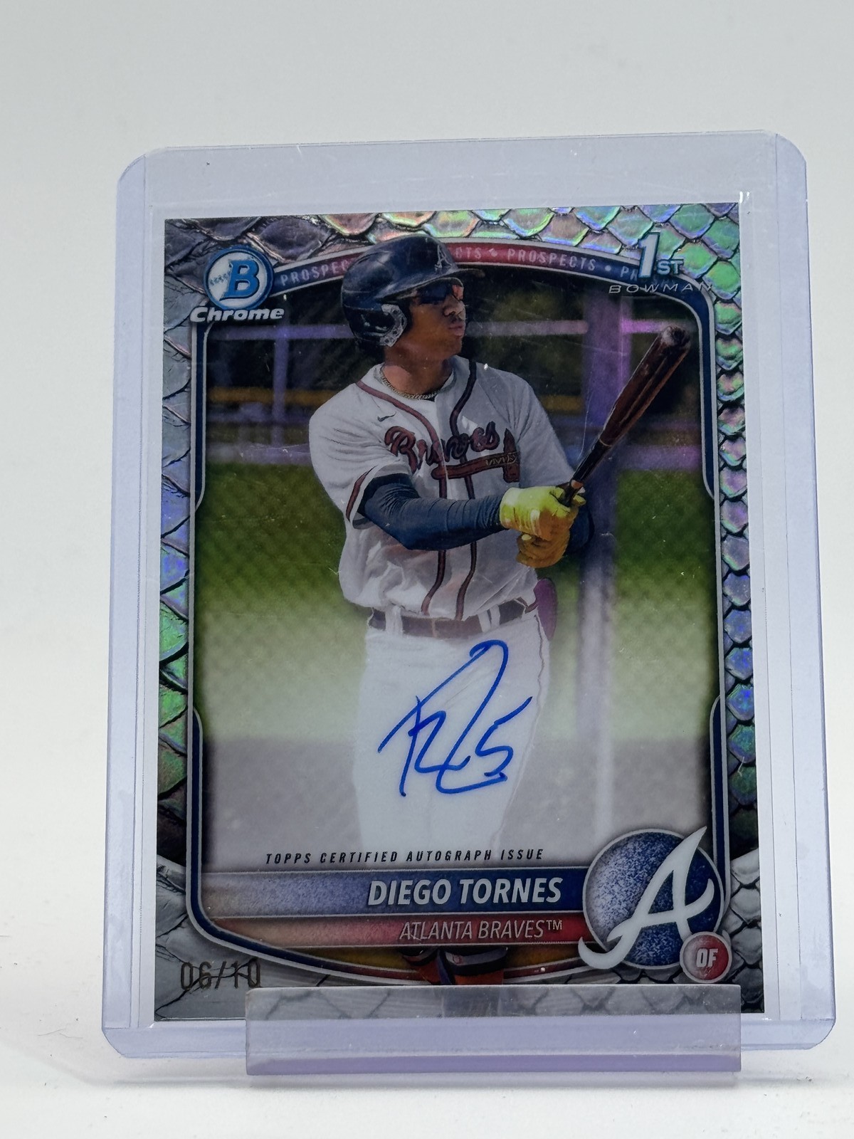 DIEGO TORNES 2025 BOWMAN CHROME BLACK REPTILIAN 1ST ROOKIE AUTO /10 #DT Q6642