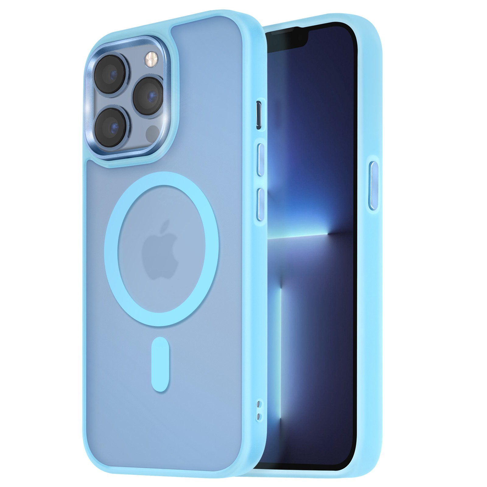Coque iPhone 13 Pro Max rigide translucide bleu pastel Avizar