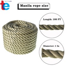 3 Strand Twisted Rope 1" 100' PP Manila Rope Arborist Bull Rope Rope