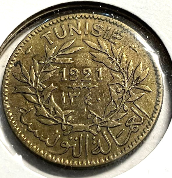 elf Tunisia French 2 Francs AH 1340  AD 1921  B35