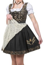 L 16 Black German Dirndl Dress  Apron  Top OKTOBERFEST Embroidery COMPLETE SET