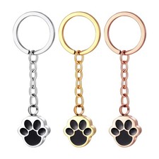 1x Pet Cremation Pendant Urn Keychain Key Ring for Ashes Dog Cat Paw Print