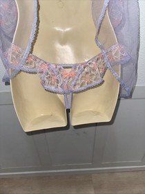 VTG Y2K Victoria&rsquo;s Secret Sheer Mesh Babydoll Chemise Panty Lingerie Set S