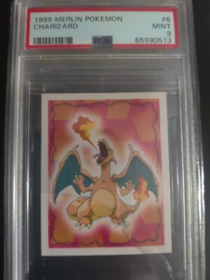 1999 Merlin Pokemon Charizard Sticker #6 - PSA 9 | eBay