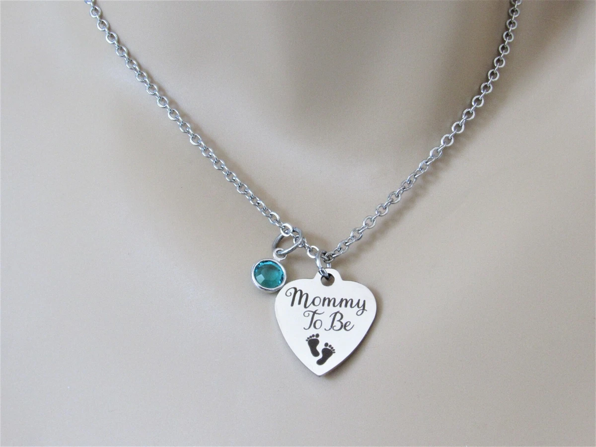 Mommy To Be Necklace With Birthstone New Mom Necklace Baby