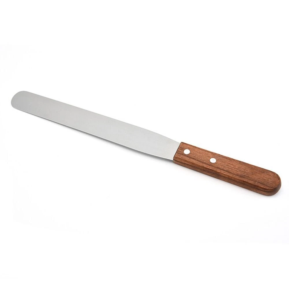 Stainless Blade Dental Lab Spatula Wooden Handle Metal Spatula Kitchen