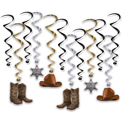 12 Piece Western Whirls Hanging Ceiling Party Decorations