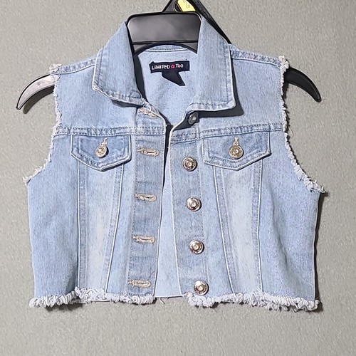 LIMITED TOO Girl's Denim Blue Jean Sleeveless Vest - Size 8 - Picture 2 of 12