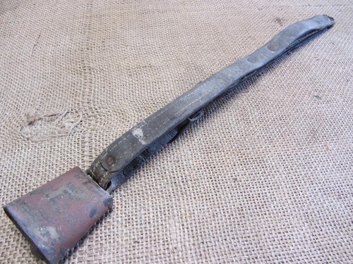 Vintage Metal Sheep Cow Bell on a Leather Strap Antique Old Iron Farm 10985