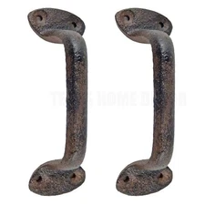2 Cast Iron Door Handles Rustic Antique Style Barn Gate Shed Door Cabinet Pull