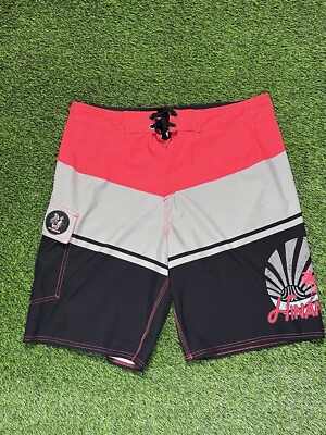 HINANOヒナノTahiti US限定オリジナルサーフトランクス海パン３４ Hinano Tahiti Swim Trunks Men's 34 Red Gray Black Board