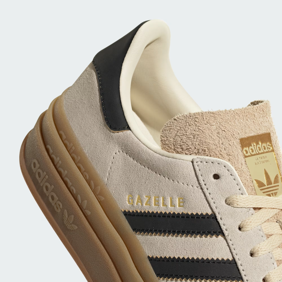 adidas Womens Gazelle Bold Shoes - Cream White/Core Black/Sand Strata