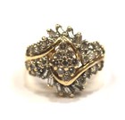 14k yellow gold 1.26ct SI1 H womens diamond baguette round cluster ring 7.9g — photo 1