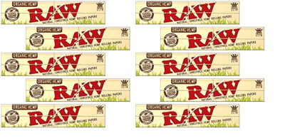 10x Raw Organic King Size Rolling Papers Slim 10 PKS *GREAT PRICE* USA SHIPPED!