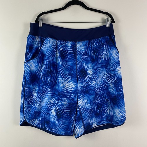 Lands End Swim Board Shorts Size 18W Navy Blue Pull On 11" Inseam