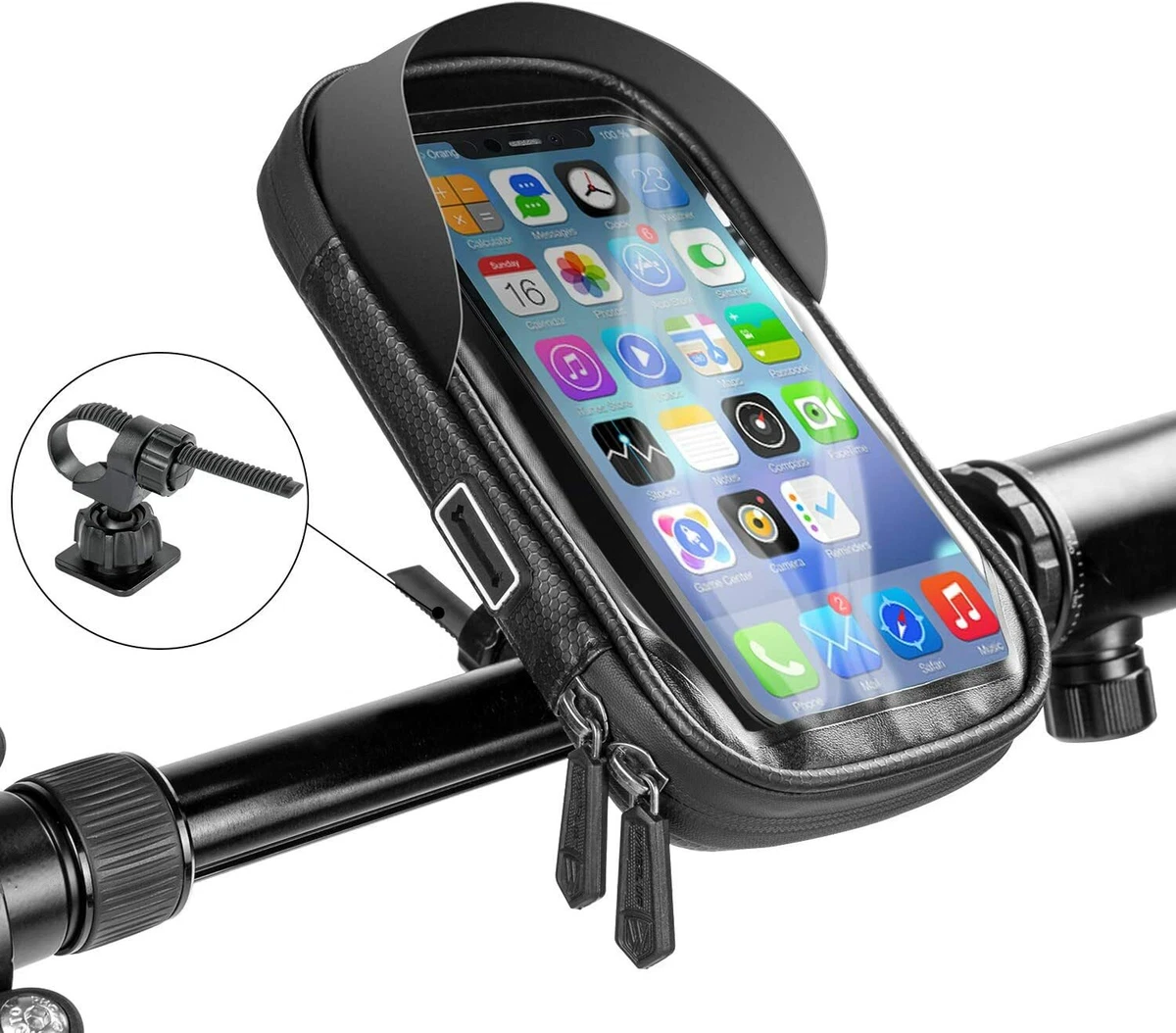 Bike Phone Front Frame Bag, Waterproof Bicycle Phone Mount Top