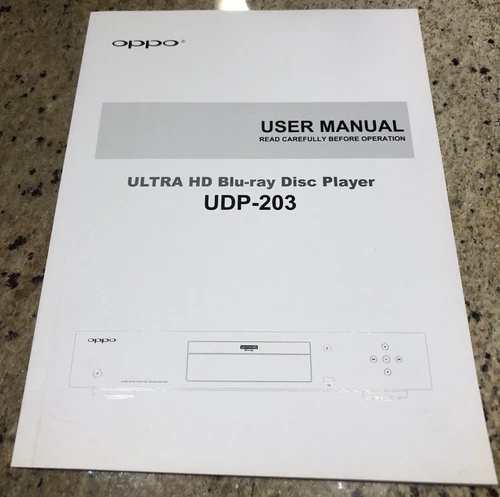 Oppo UDP-203 HD Blu-Ray Player Original Owner's Manual