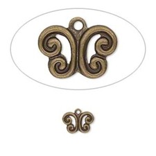 100 Antiqued Gold Plated Brass 9x6mm Butterfly Drop Charms