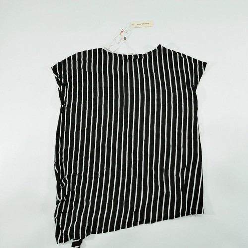 Max Studio Stylish Black & White Striped Sleeveless Blouse Detail Size XS - Picture 2 of 8