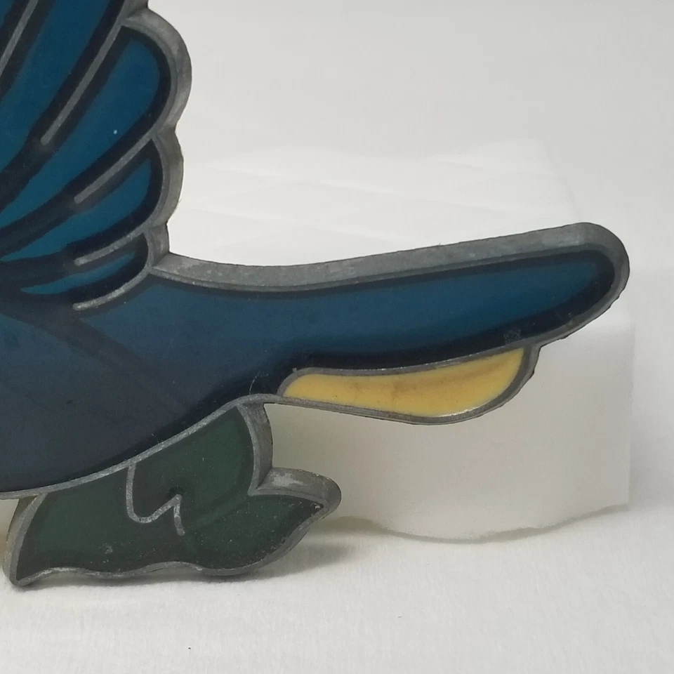 Adorno de Navidad Pájaro Azul Volador Azul Verde Vitral Tipo 1990 Foto 4 de 4