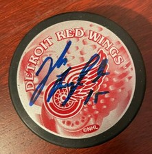 Detroit Red Wings Josh Langfeld Autographed Signed NHL Puck COA 