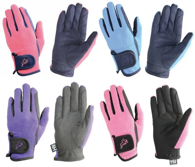 Hy Hy5 Kinder Every Day Two Tone Reithandschuhe Junge/Mädchen Navy/Pink/Lila S-XL