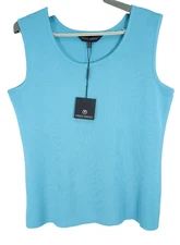 NWT MING WANG Women's Acrylic Polyester Sweater Vest Teal Blue Size S